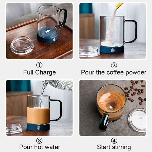 New USB Rechargeable Automatic Self Stirring Magnetic Mug Double Glass Heat Resistant Tea Cup Electric Smart 5 - Auto Magnetic Mug